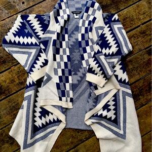 Anthropologie Dani & Doni Cardigan Sweater Womens 3XL Blue Boho Aztec Tribal